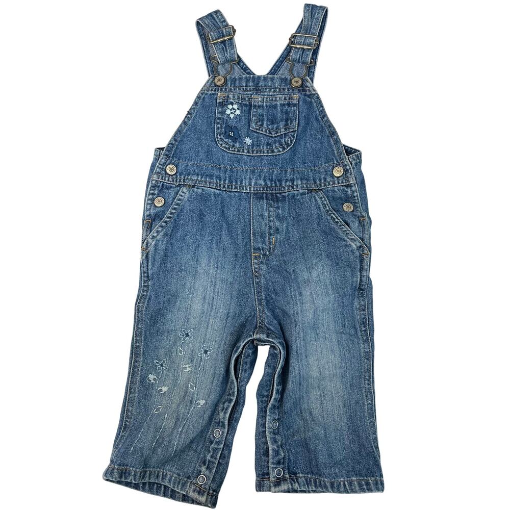 Old Navy Baby Girl 12-18 month Overalls Embroidery *flaw see descript*